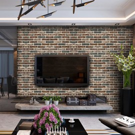 20-Pack 104 Sq.Ft 3D Wall Panels Peel and Stick 3D Faux Brick Wallpaper Peel and Stick Brown Grey Faux Stone Wall Panel Foam Brick Self-Adhesive 3D Wallpaper