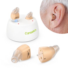Hearing Aids, CANSEKO OTC Hearing Aids for Adults Seniors Rechargeable with Noise Cancelling, Invisible Hearing Aid, Rechargeable Hearing Amplifier, 1 Pair Beige