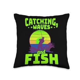 Angler, Fischer, Angel Fish Fish Outifts And Gifts Angel, Angler Fisherman Outfit Bass Fishing Throw Pillow, 16x16, Multicolor