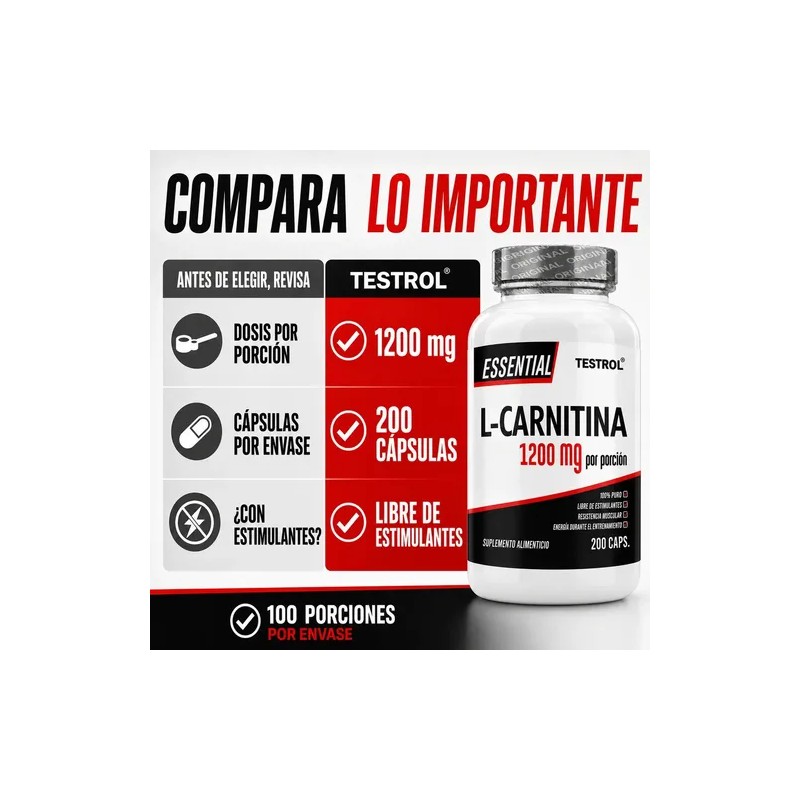 Carnitina Essential 1200mg Alta Concentración Sabor Apoyo Uso Deportivo Eficiente