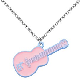 Floramos TS Guitar Necklace Tayler Merch Necklace for Women Men Music Lovers, Inspired Fans Gift Music Guitar Pendant Jewelry (Pink)