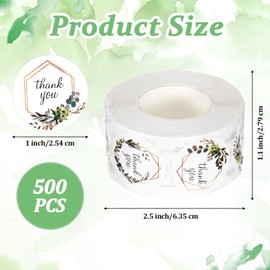 500 Pcs Thank You Stickers, 4 Green Flowers Patterns Thank You Stickers Small Business, Thankyou Sticker for Packaging Bags, Boxes, Gifts and Envelopes (Golden, Greenery)