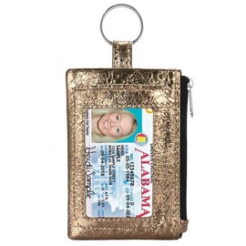 KAMO Zip ID Case, Slim Coin Purse Wallet Change Pouch with Key Ring Mini Change Wallet Keychain Purse