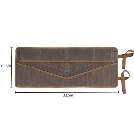 Denifiter Wrench Roll Up Pouch, Heavy Duty Waxed Canvas Tool Bag Tool Organizer Bag With 20+4 Pockets (Brown)