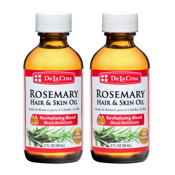 De La Cruz Oil of Rosemary Blend for Hair & Skin, 2 FL OZ / USA  / (2 BOTTLES)