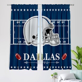 LERYUNC Dallas Curtains for Bedroom,Football Themed Blackout Curtains with Rod Pockets Top,City Style Drapes for Windows Living Room 2 Panels, 72''W x 63''L (Navy Blue-DA)