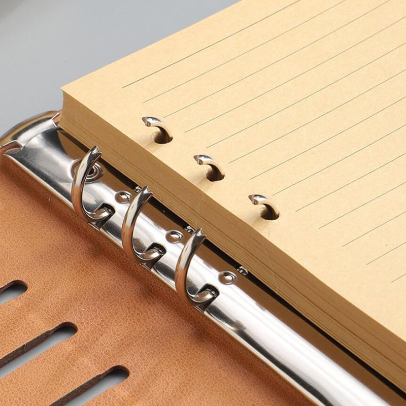 6 Pack A5 Refill Paper, 6 Hole Kraft Paper, Lined,