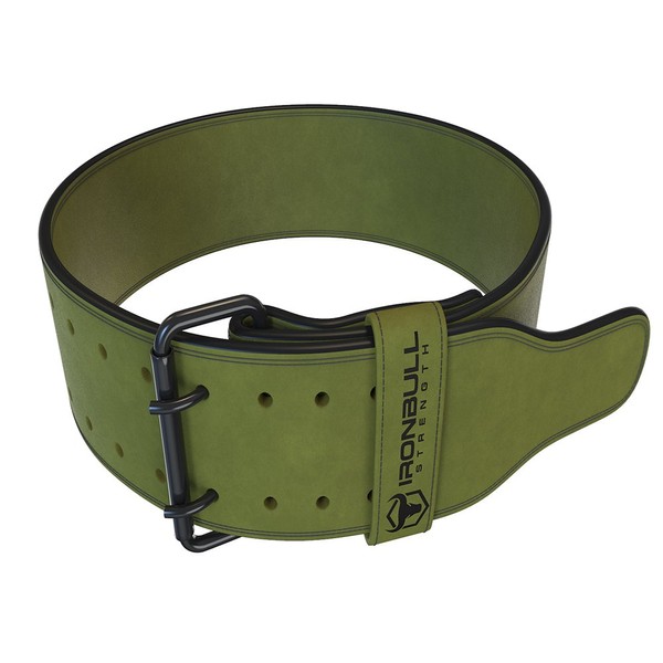 Iron Bull Strength Powerlifting Belt - 10mm Double Prong - 4-inch Wide - Heavy Duty for Extreme Weight Lifting Belt (Green, Medium)