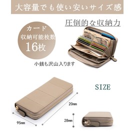 Women's Multi-functional Cowhide Leather Garson Type Coin Through Long Wallet, Leather, Box Shaped Coin Purse, Sorting Coin and Receipts, Black