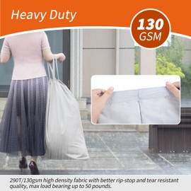 Polecasa Extra Heavy Duty Large Laundry Bag with Sturdy Handles and Drawstring Closure, 28 x 36 inches Durable Storage Bags for Basket, Hamper, College, Dorm, Travel, Silver