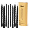 KONNI 0.87×10 Inch Black Spiral Taper Candle, Unscented and Smokeless