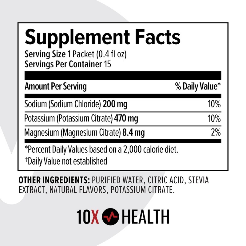 10X Health Hydration Packets Lemon Lime Electrolyte Drink Mix Liquid