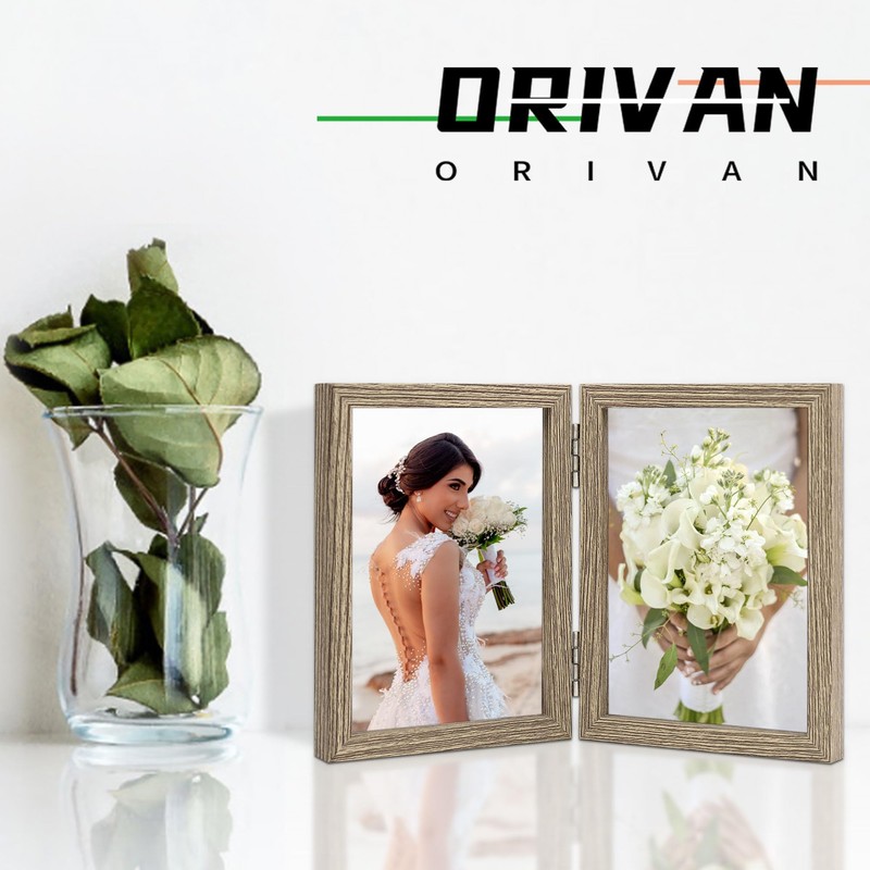 ORIVAN 3.5x5 Double Picture Frames Hinged Folding Photo Frames Vertical