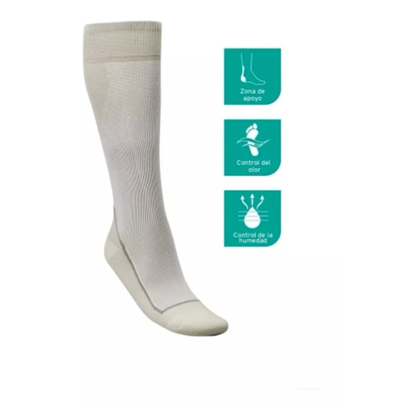 Calcetin A La Rodilla Compresion 15-20mmhg Sport Jobs Blanco