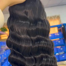 Raw Vietnamese Hair Extensions Bone Straight Human Hair Weave Bundles Human Hair Flat Weft Vendorstyle: Natural Wave, color: Black, Stretched Length: 22"