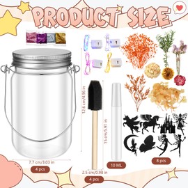 FoldTier 4 Sets Fairy Lantern Craft Kit, Birthday Gift for Girls, Mason Jar, Battery Operated Night Light String, DIY Fairy Decorations Art Project Garden Creative Activities Toys Crafts