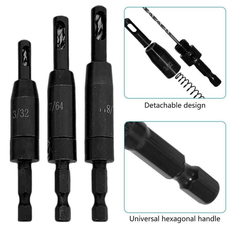 Self Centering Drill Bits 1/8 Inch, 3/32 Inch, 7/64 Inch,