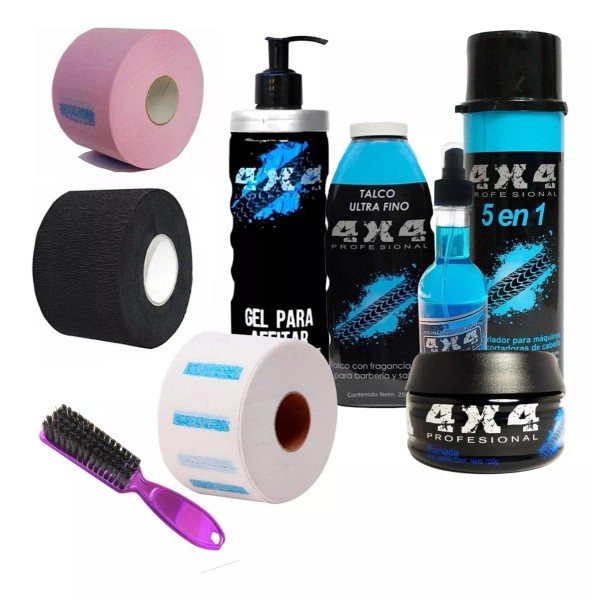 4x4 Kit Insumos Corte Afeitado Combo Lady Barber 4x4 Profesional