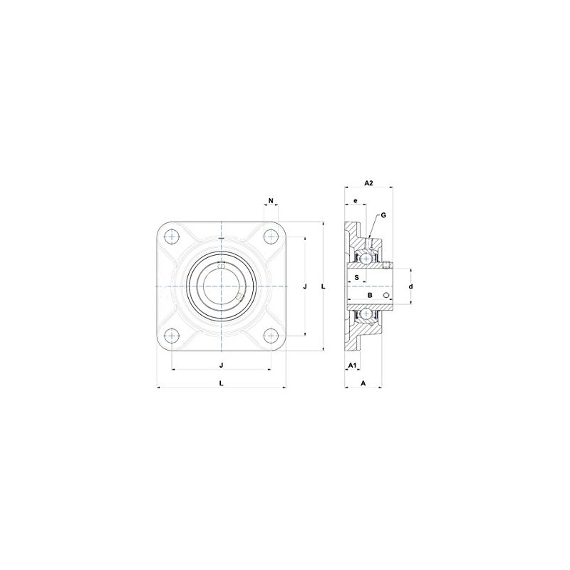 Cast Iron Square Flange Bracket Self-Aligning UCF 207 Bearing 35mm
