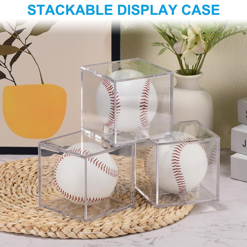 sourcing map 6pcs Baseball Display Case, Acrylic Square Baseball Holder