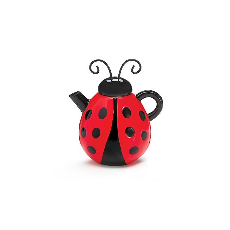Burton Lucky Lady Teapot, Ladybug Shape, 19 Ounces, Red, Ceramic,