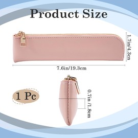GORGECRAFT Stationery Storage Bag PU Leather Pencil Case Slim Design Soft Small Aesthetic Pen Pouch Solid Color Portable Zipper Cosmetic Bag for Pen Pencils Markers Gifts (Pink)