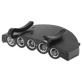 OSALADI 5 LED Clip-On Head Hat Light Cap Lamp Headlight for Fishing Hiking Camping Hunting Outdoor Head Torch (Black)