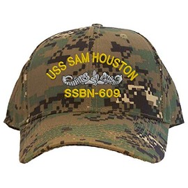 Spiffy Custom Gifts USS Sam Houston SSBN-609 Baseball Cap Digital Camo Embroidered