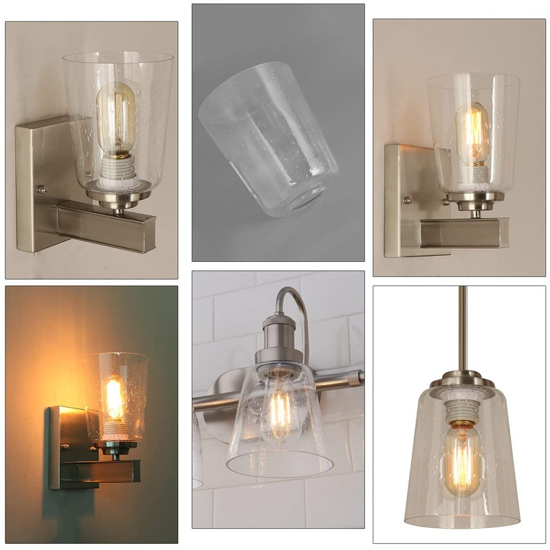 Anmire 2 Pack Clear Seeded Glass Shade, Modern Light Fixture
