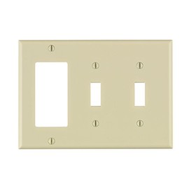 Leviton 3-Gang 2-Toggle 1-Decora/GFCI Device Combination Wallplate, Standard Size, Thermoset, Device Mount, 80421-T, Light Almond