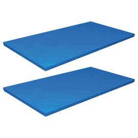 Bestway 2 Pack Flowclear Rectangle 13' 1" x 6' 11" Pool Cover for Above Ground Swimming Pools with Drain Holes and Tie-Down Ropes, Blue (Cover Only)