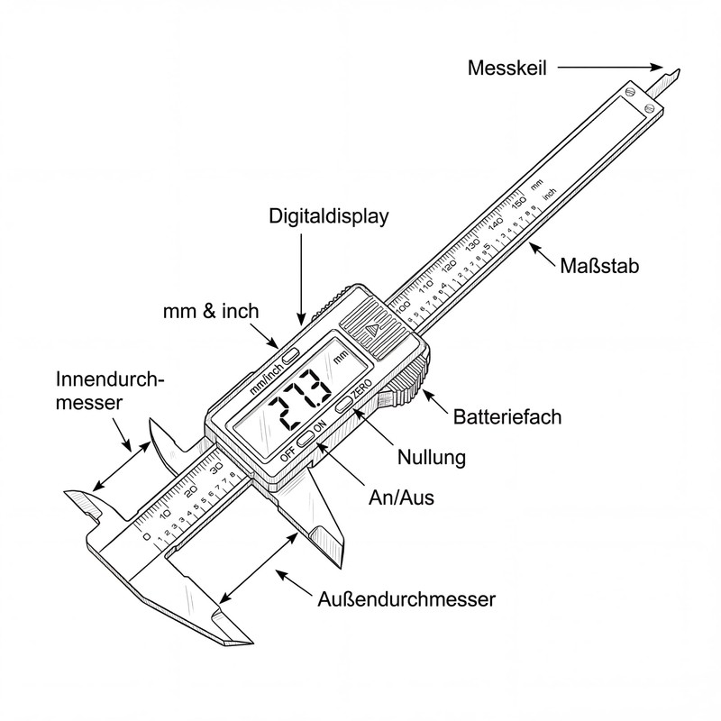 jj-shop24 Digital Caliper, Calliper Gauge, 0-150 mm, Digital LCD Display,