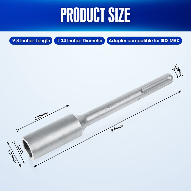 1" SDS Max Ground Rod Driver Adapter-Great for Fence Post,Grounding
