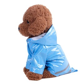 Smoro Outdoor Puppy Pet Raincoat with Hoods Waterproof Jackets PU Reflective Raincoat for Dogs Cats Dress Clothing, l