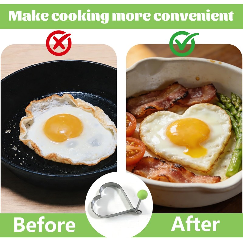 Slomg 8pcs Set Fried Egg Rings Molds Non Stick for