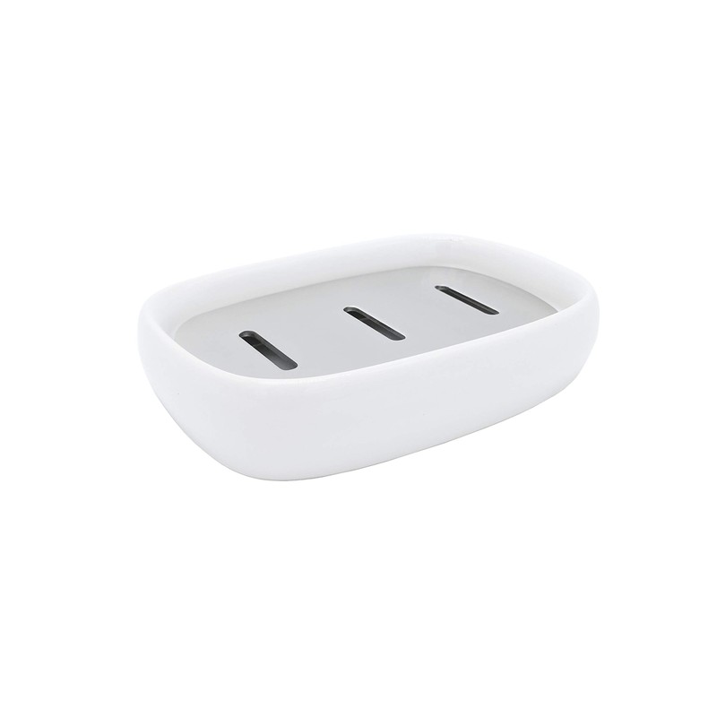 Lofekea Ceramic Soap Dish, Stainless Steel Soap Holder for Bathroom