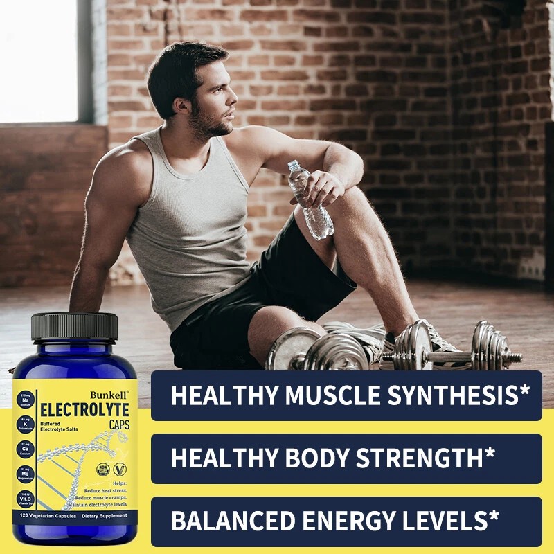 Bunkell Electrolyte Supplement Hydration Capsules w/Potassium Replenish 120 Capsules