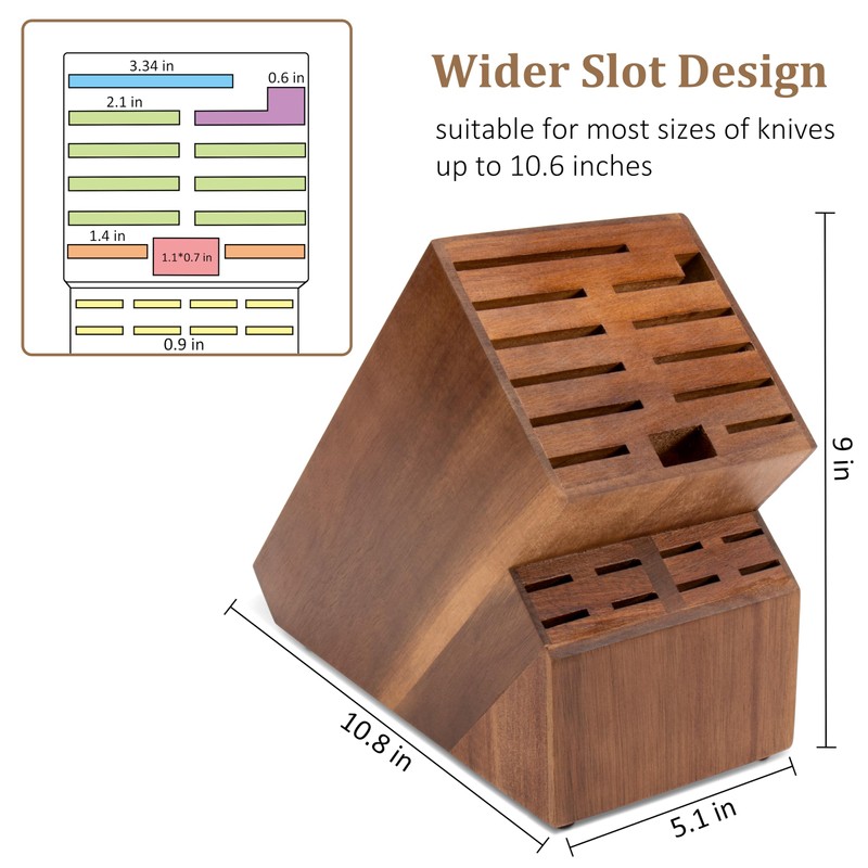 20 Slot Knife Block Storage without Knives,Acacia Wood Universal Knife
