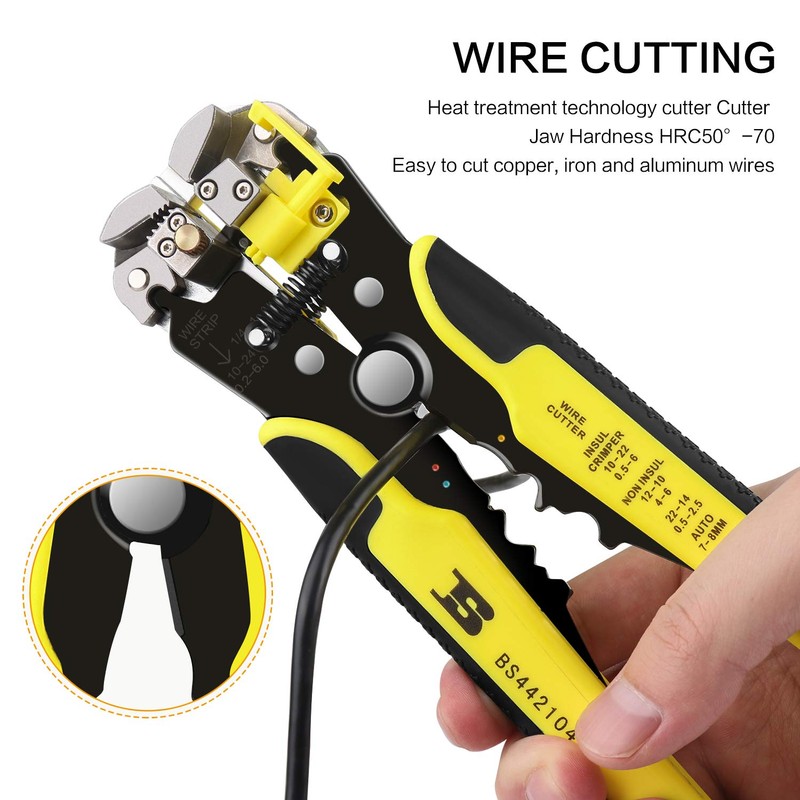 Wire Stripper, Automatic 0.2-6.0 mm² / 24-10 AWG, 3-in-1 Multifunctional