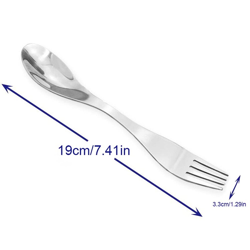 Pack of 2 Portable Stainless Steel Sporks Camping Cutlery Spoon
