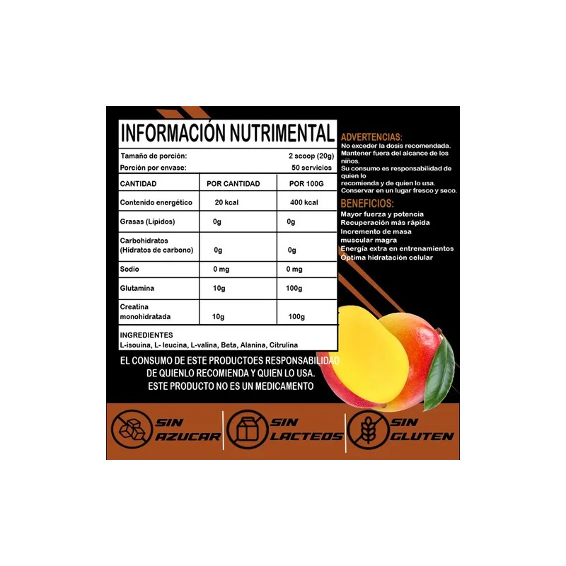 Creatina Glutamina 1 Kg Klokan 50servicios Varios Sabores