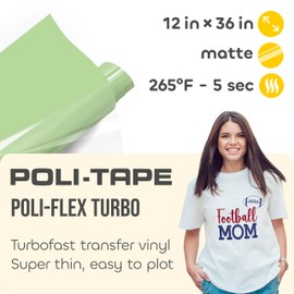Poli-Flex® Turbo – Sage Green Matte Heat Transfer Vinyl (HTV) – 12" x 36 in for T-Shirts, Iron - On Vinyl, Easy to Cut & Weed - Extra Durable