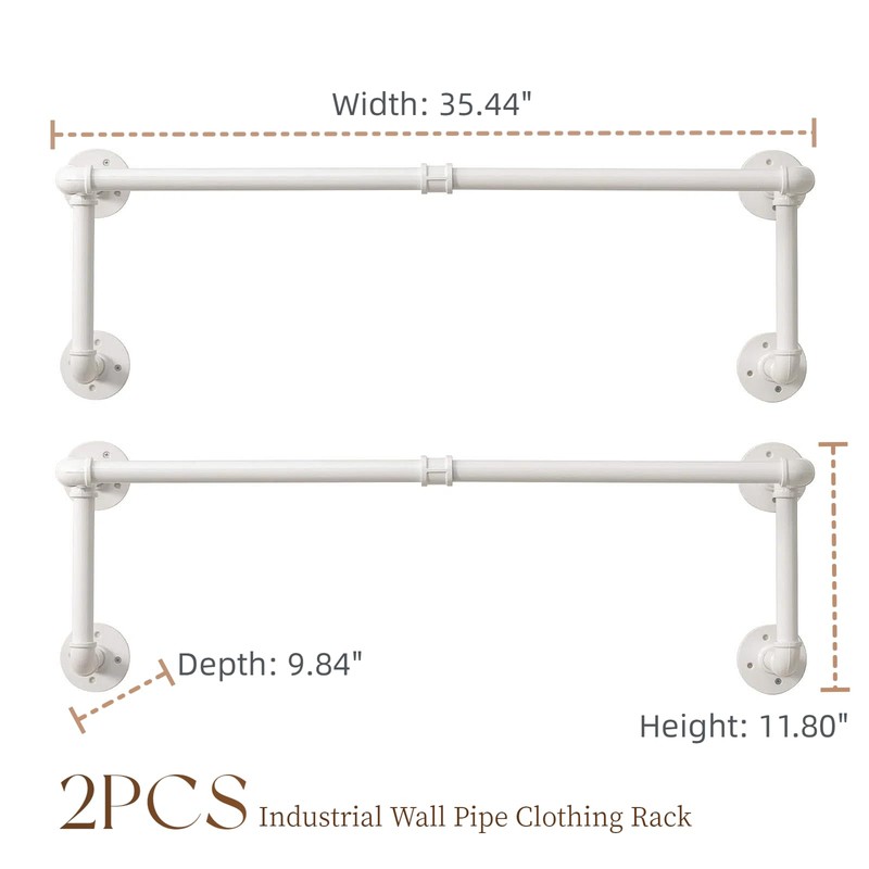 Clothes Racks, Industrial Pipe Clothing Racks for Hanging Clothes, Wall