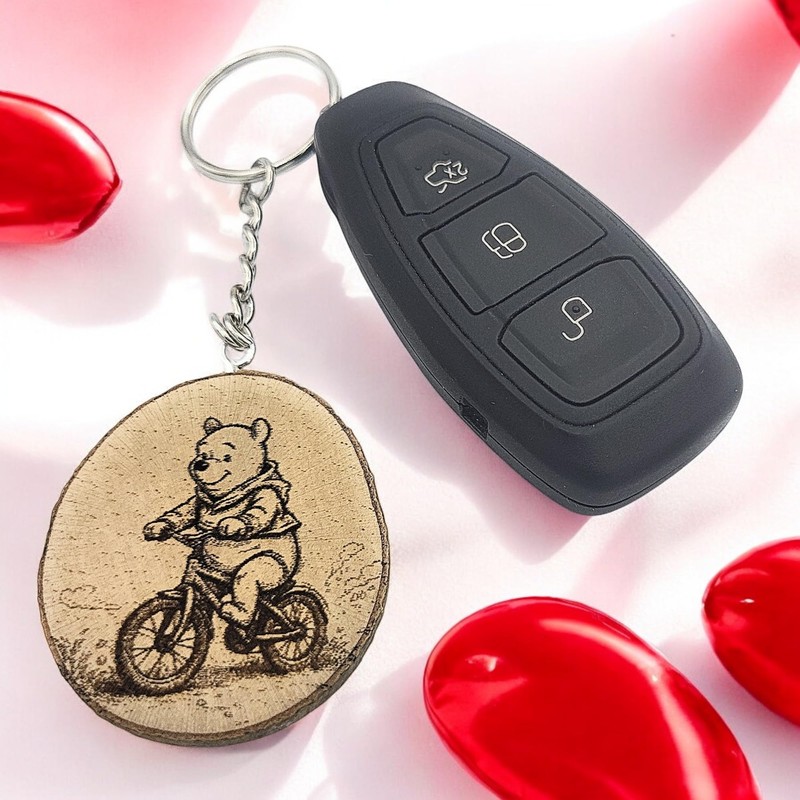 Promotech Pooh the Bear Makes Cycling Tour Handmade Laser Engraved