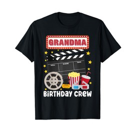 Grandma Birthday Crew Movie Night Theme Matching Party T-Shirt