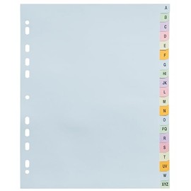 5 Pack | A4 Extra Wide A-Z Alphabetical 20 Part File Subject Dividers | Assorted Pastel Colours