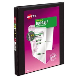 Avery Products - Avery - Durable Vinyl EZ-TURN Ring View Binder, 11 x 8-1/2, 1/2" Capacity, Black - Sold As 1 Each - Unique EZ-Turn ring design for smoother page turning. - Crystal clear overlay enhances custom inserts on front cover, back cover and spin