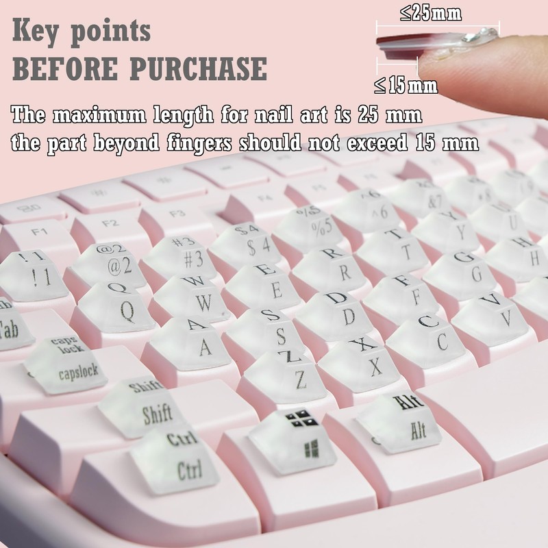 Ivaso 80 Pcs Keyboard Sticker for Long Nails Typing and