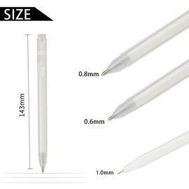 HABNI Set of 6 White Gel Pens Set, White Gel Pen 0.6 mm & 0.8 mm & 1.0 mm Line Width, Waterproof 2 Point Pen for Drawing, White Gel Pen for Guest Books and Painting on Black Paper