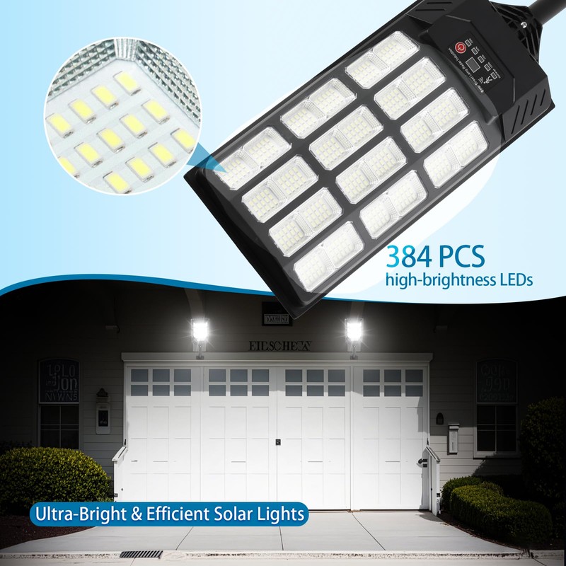 Ecoralios Solar Street Lights Outdoor Waterproof,38000LM,Wide Angle Solar Flood Light,